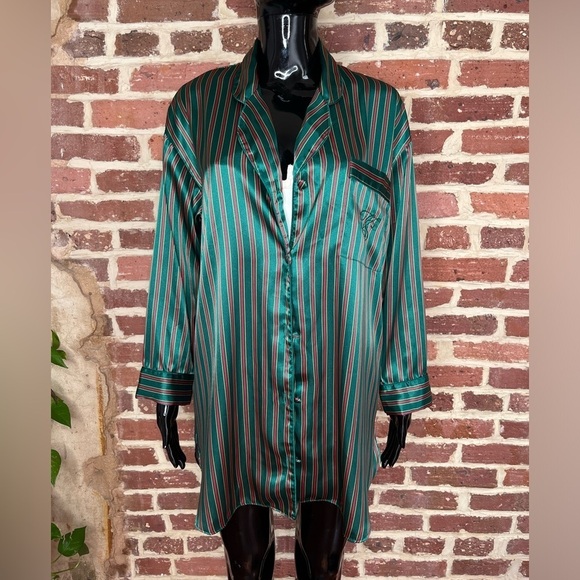 Victoria's Secret Other - Vintage 90s Victoria's Secret Gold Label Satin Sleep Shirt in Green Size Small